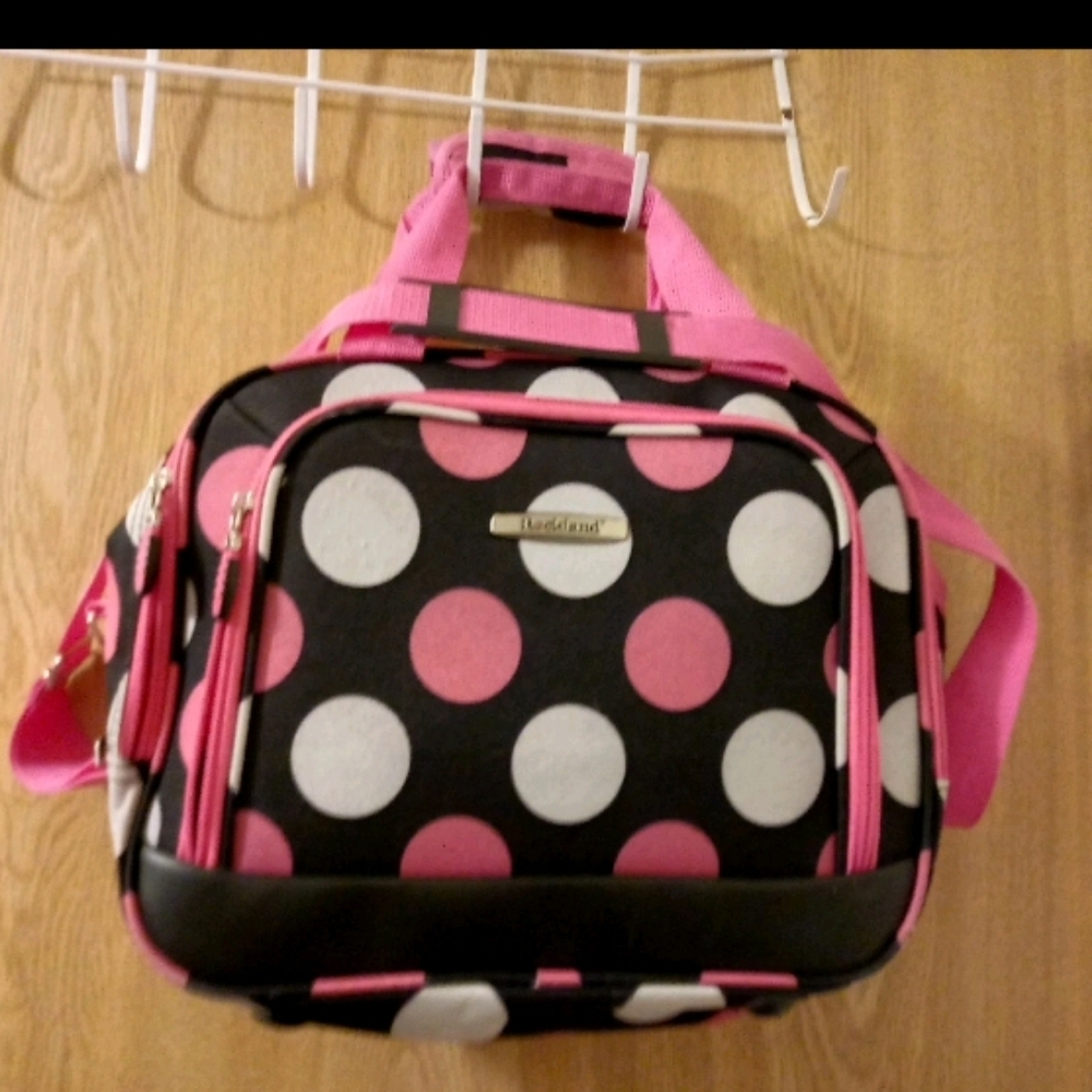 Rockland Pink Black Carry On Laptop tablet Travel Bag Removable Adj. Strap - Picture 4 of 4